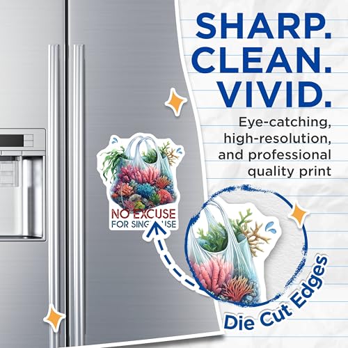 (2 Pack) Coral Reef Conservation Magnets - Eco Friendly Reminder - Marine Life Decor - 5" On Longest Side - for Cars, Fridges, Toolboxes - Made in USA - MAG7951