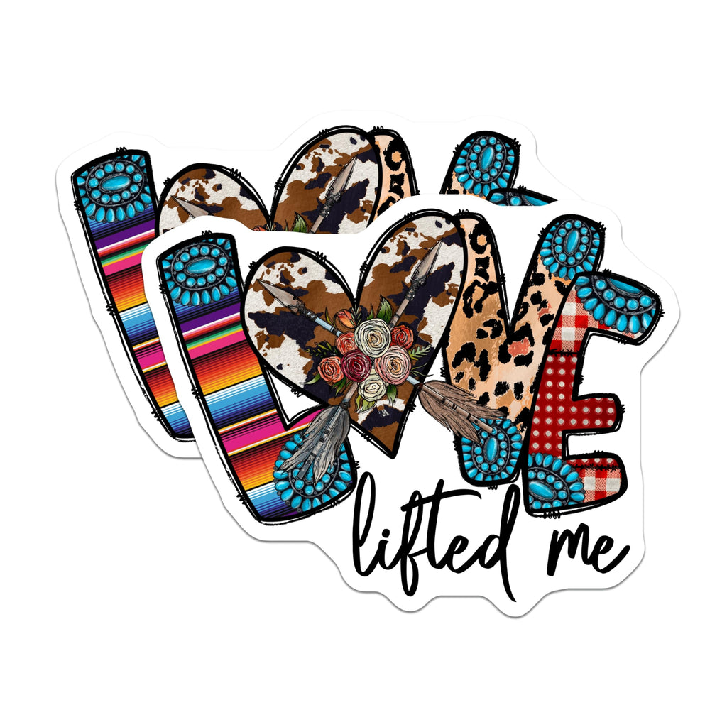 (2 Pack) Western Love Magnets - Boho Style Cowgirl Faith Decor - Rustic Turquoise Leopard Pattern - 5 Inches On Longest Side - Thick Durable Magnet - Made in USA - MAG25472