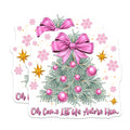 (2 Pack) Christian Christmas Magnets - Oh Come Let Us Adore Him - Pink Tree Holiday Decor - 5 Inches On Longest Side - Thick Durable Magnet - Made in USA - MAG29369