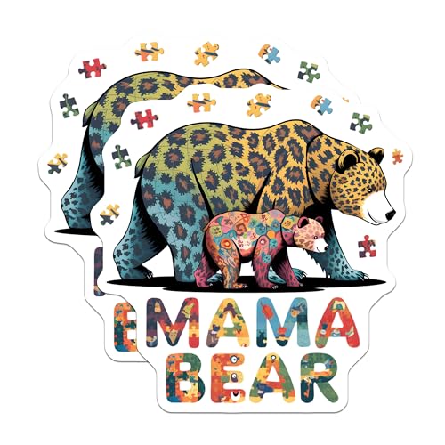 (2 Pack) Mama Bear Stickers - Colorful Animal Art Stickers - Cute Bear Stickers for Nature Lovers - 5" On Longest Side - Sticks to Smooth Flat Surfaces - Made in USA - BMCS7094