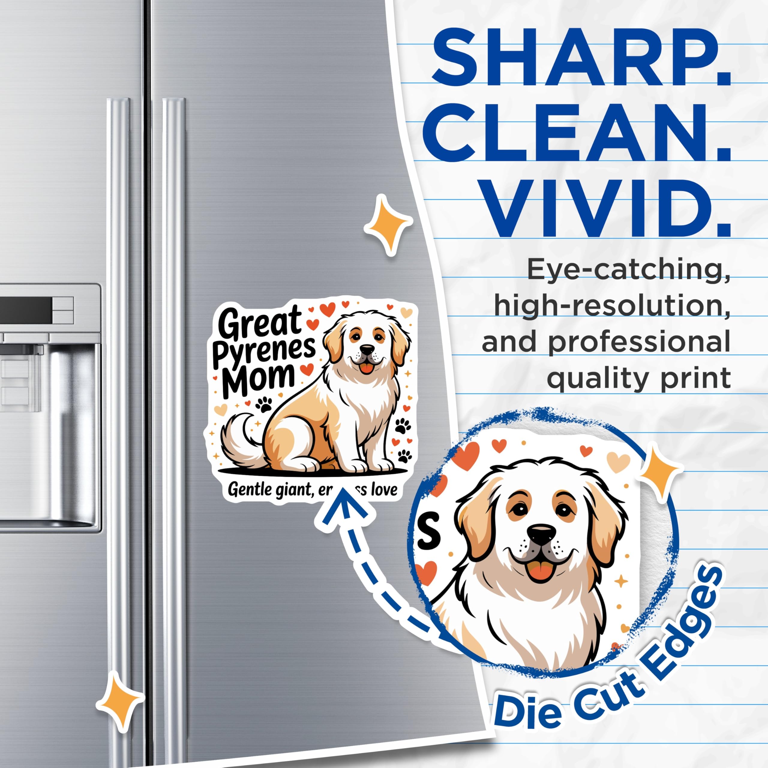 (2 Pack) Great Pyrenees Mom Magnets - Pyrenees Dog Lover - Gentle Giant Pet Owner Love - 5 Inches On Longest Side - Thick Durable Magnet - Made in USA - MAG29110