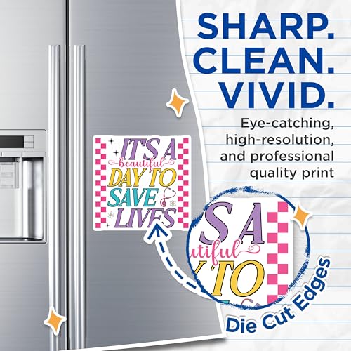(2 Pack) Inspirational Quote Magnets Magnets - Nurse Appreciation - It's a Beautiful Day to Save Lives Decor - 5" On Longest Side - Made in USA - Sticks to Refrigerators & Metal Surfaces - MAG9146