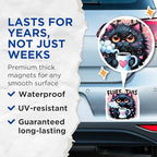 (2 Pack) Fluff This Cat Magnets - Cute Cat Art - Funny Coffee Magnet - Whimsical Kitchen - 5" On Longest Side - for Cars, Fridges, Toolboxes - Made in USA - MAG4590