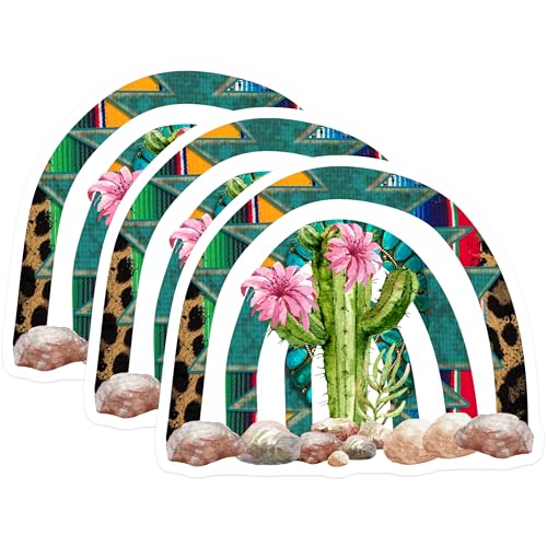 (3 Pack) Cactus Rainbow Decals - Boho Southwest Decals - Laptop Decal - 3 Inches On Longest Side - Easy Peel & Apply - Made in USA - 3MCS4790