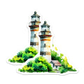 (2 Pack) Lighthouse Magnets - Coastal Decor - Watercolor Art - Scenic Ocean View - 5 Inches On Longest Side - Thick Durable Magnet - Made in USA - MAG20023