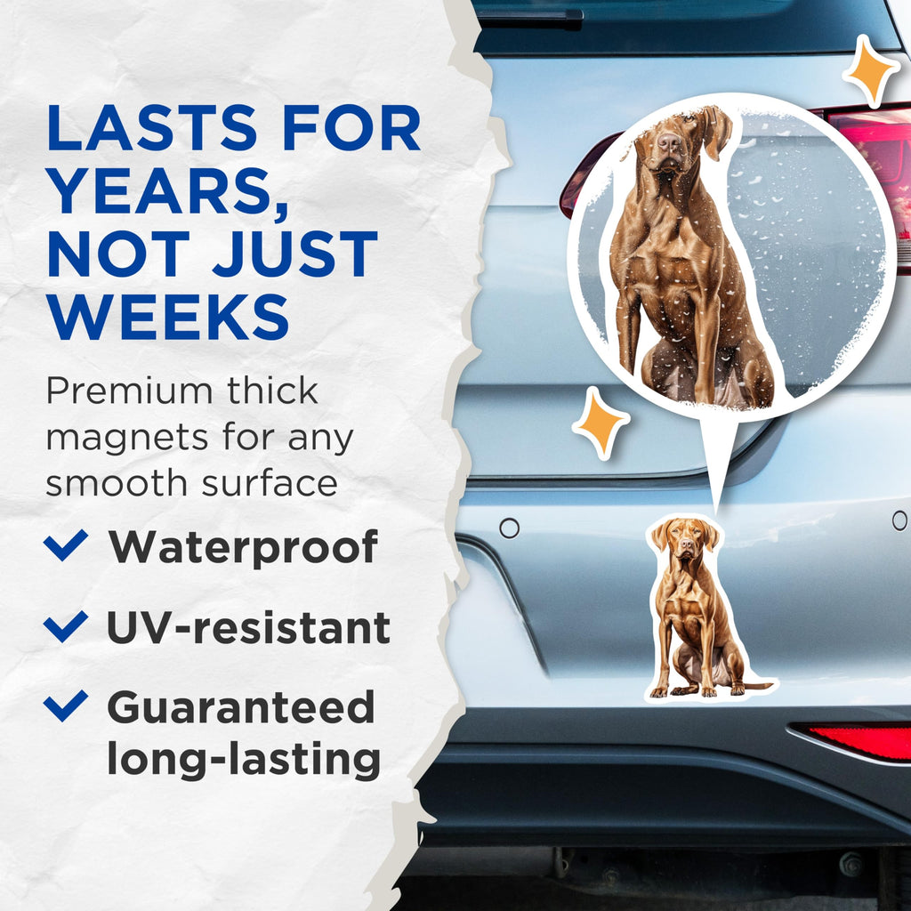 (2 Pack) Vizsla Dog Magnets - Realistic Vizsla Art - Pet Owner Home Decor - 5 Inches On Longest Side - Thick Durable Magnet - Made in USA - MAG30275