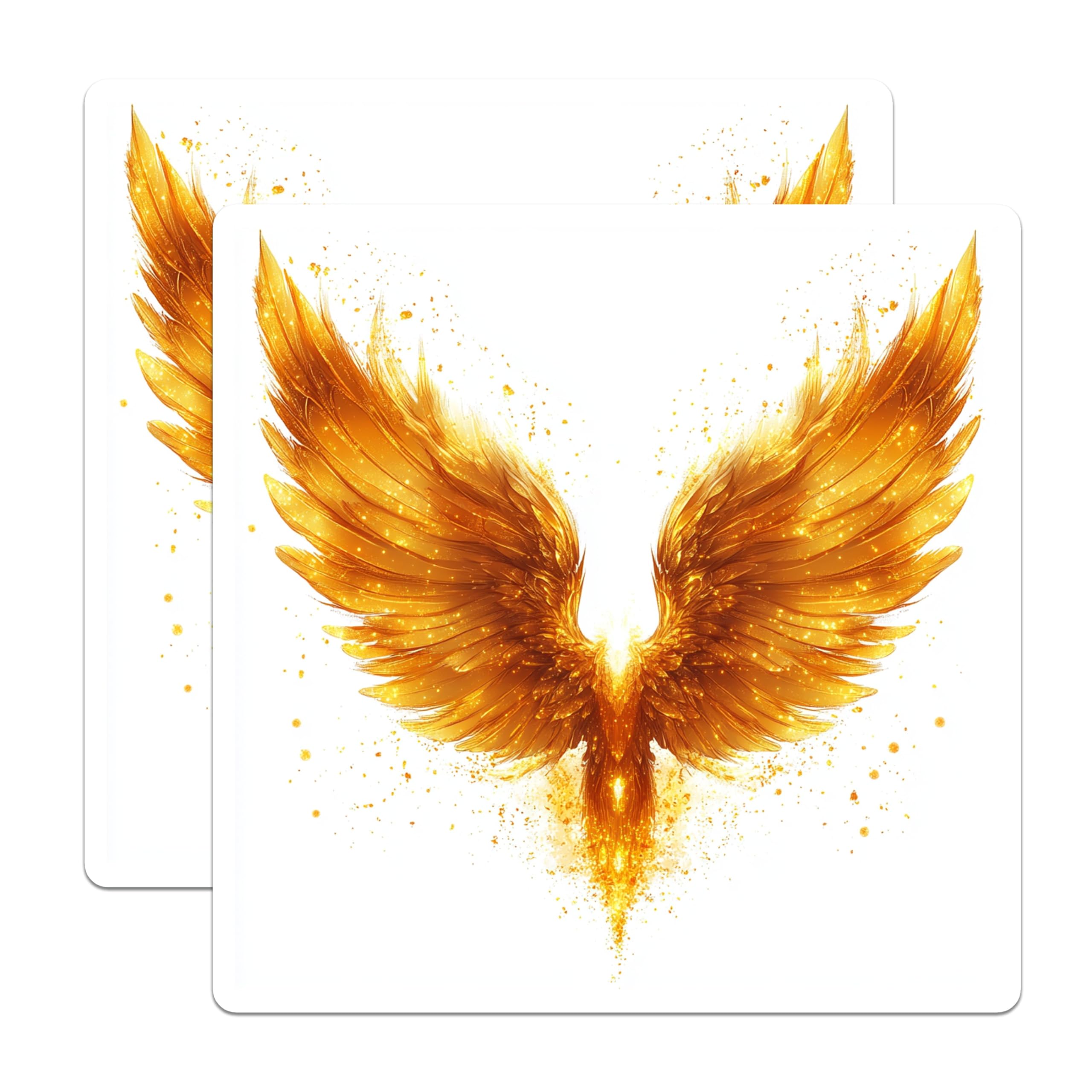 (2 Pack) Phoenix Flame Magnets - Golden Wings Majestic Fiery Bird - Mythical Rebirth Symbol Decor - 5 Inches On Longest Side - Thick Durable Magnet - Made in USA - MAG23303