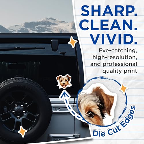 (2 Pack) Cute Puppy Stickers - Adorable Dog Decal - Animal Lover Gift - 5" On Longest Side - Sticks to Smooth Flat Surfaces - Made in USA - BMCS9871