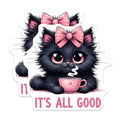 (2 Pack) Cute Cat Stickers - Funny Animal Stickers - Positive Quote Stickers - 5" On Longest Side - Sticks to Smooth Flat Surfaces - Made in USA - BMCS4598