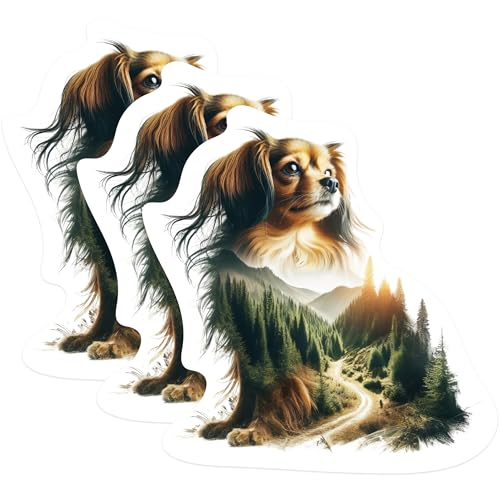 (3 Pack) Cavalier King Charles Decals - Forest Dog Art - Nature Pet Decal - 3 Inches On Longest Side - Easy Peel & Apply - Made in USA - 3MCS1148