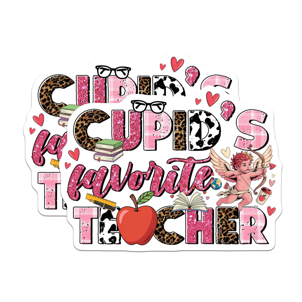 (2 Pack) Cupid's Favorite Teacher Magnets - Teacher Appreciation - Valentine's Day Magnets - 5" On Longest Side - Premium Magnet - for Cars, Refrigerators, Toolboxes, Lockers - Made in USA - MAG17117