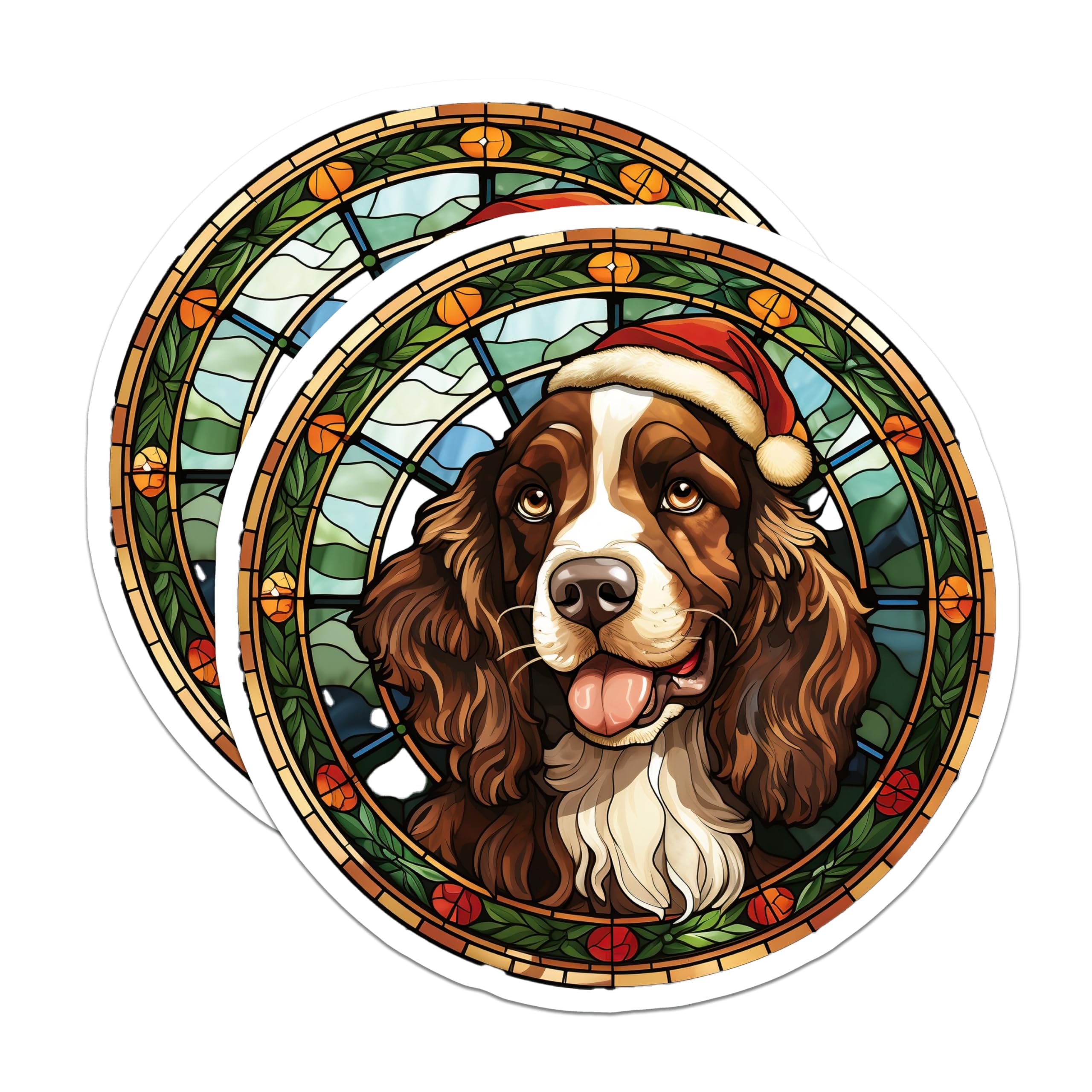 (2 Pack) Springer Spaniel Magnets - Christmas Dog Decor - Refrigerator Art Pet Lover - 5 Inches On Longest Side - Thick Durable Magnet - Made in USA - MAG29630