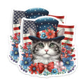 (2 Pack) Patriotic Cat Magnets - 4th of July American Flag Decor - Cute Kitty Refrigerator Decor - 5 Inches On Longest Side - Thick Durable Magnet - Made in USA - MAG39299