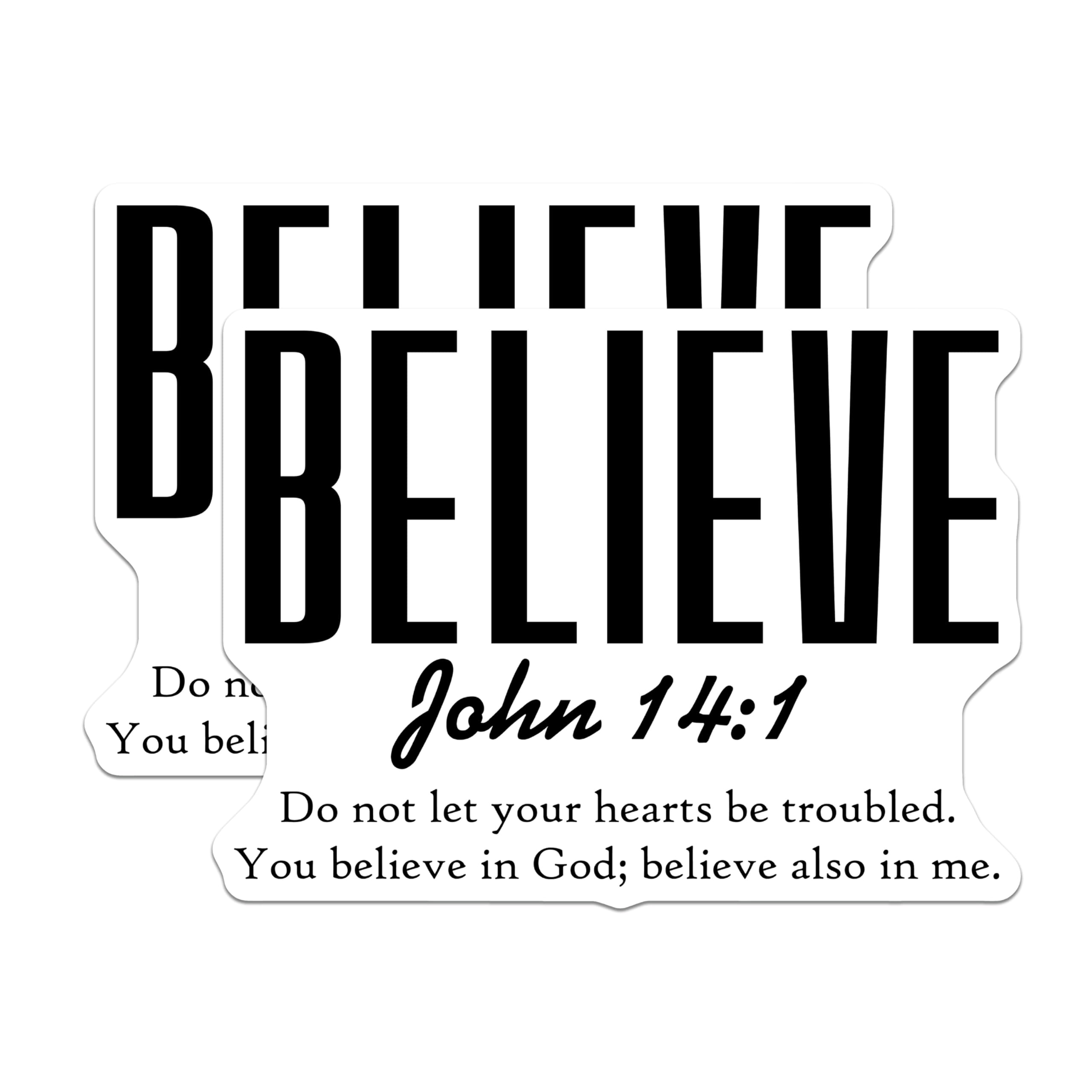 (2 Pack) Believe Magnets - John 14:1 Scripture Quote - Christian Inspirational Faith Decor - 5 Inches On Longest Side - Thick Durable Magnet - Made in USA - MAG24279