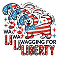 (3 Pack) Patriotic Dog Decals - American Flag Decal - Wagging for Liberty - 3 Inches On Longest Side - Easy Peel & Apply - Made in USA - 3MCS1536