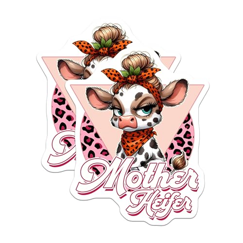 (2 Pack) Mother Heifer Magnets - Cow - Animal Print Magnets - 5" On Longest Side - for Cars, Fridges, Toolboxes - Made in USA - MAG3775