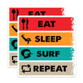 (2 Pack) Eat Sleep Surf Repeat Magnets - Surfer Lifestyle Decor - Ocean Theme Refrigerator Decor - 5 Inches On Longest Side - Thick Durable Magnet - Made in USA - MAG21589