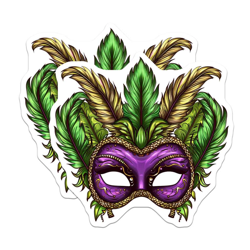 (2 Pack) Mardi Gras Mask Magnets - New Orleans Carnival Masquerade Decor - Purple Green Gold Festival Accessory - 5 Inches On Longest Side - Thick Durable Magnet - Made in USA - MAG36763