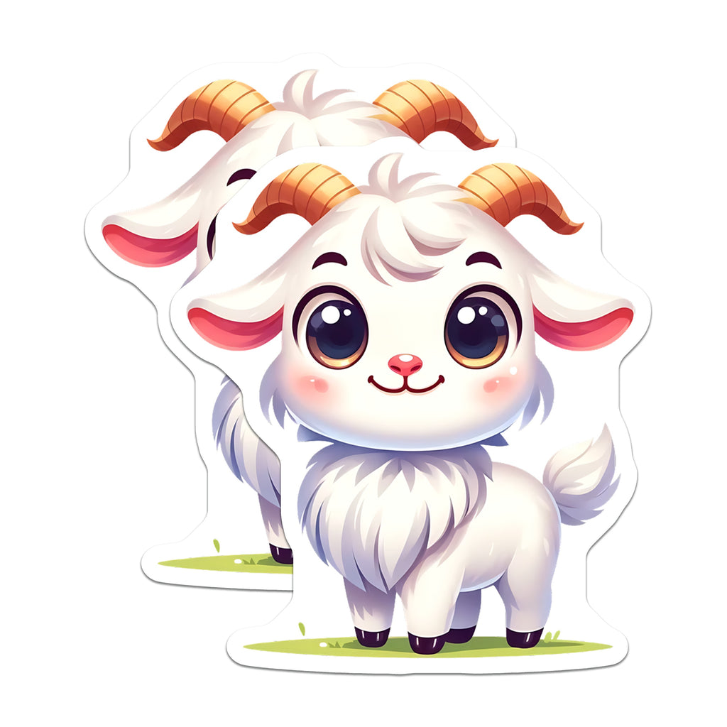 (2 Pack) Cute Baby Goat Magnets - Kawaii Farm Animal - Refrigerator Decor for Kitchen Whiteboard - 5 Inches On Longest Side - Thick Durable Magnet - Made in USA - MAG38517