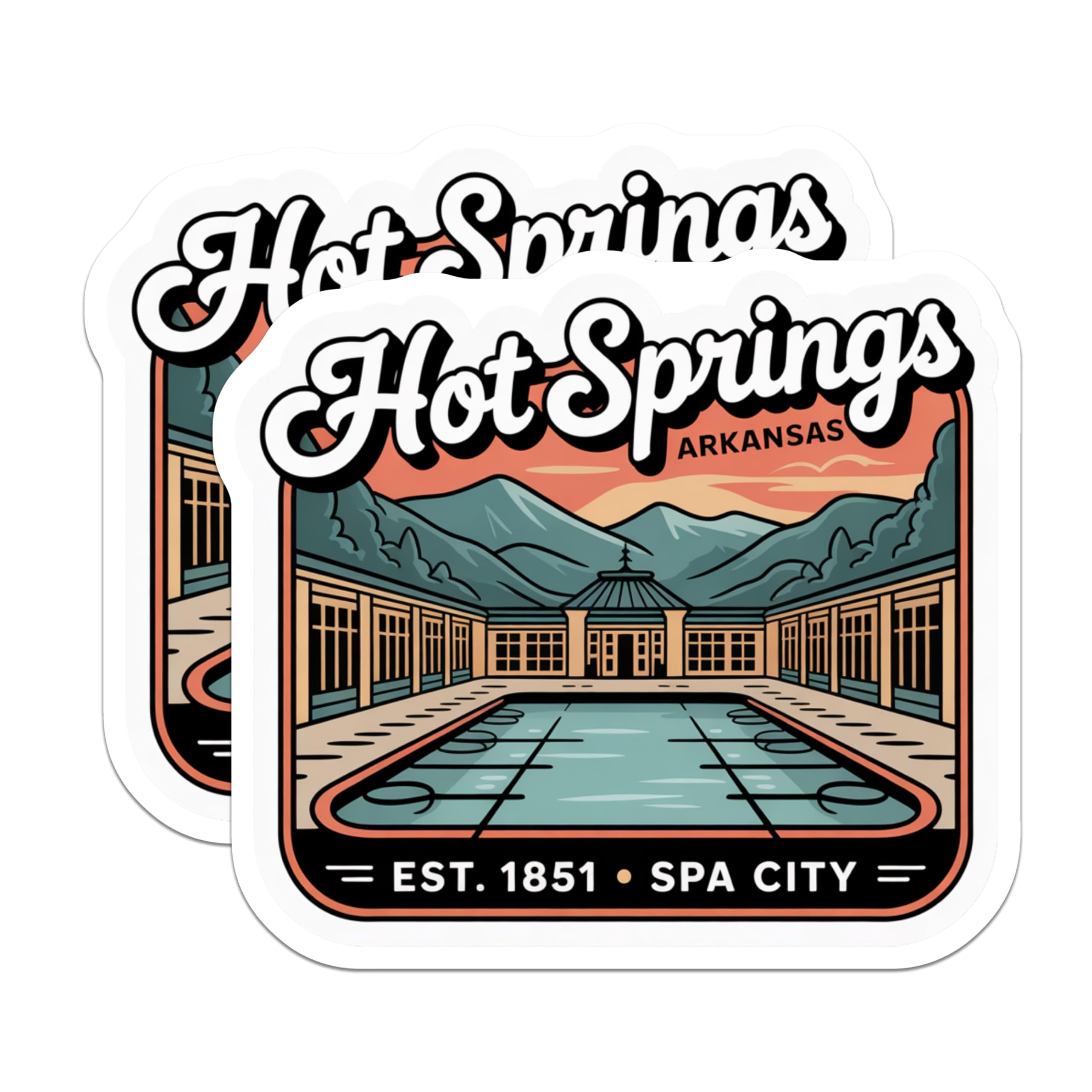 (2 Pack) Hot Springs Arkansas Magnets - Spa City Travel Souvenir - National Park Vacation - 5 Inches On Longest Side - Thick Durable Magnet - Made in USA - MAG19116