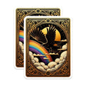 (2 Pack) Raven Rainbow Magnets - Fantasy Celestial Art - Ornate Golden Decor - 5 Inches On Longest Side - Thick Durable Magnet - Made in USA - MAG21473