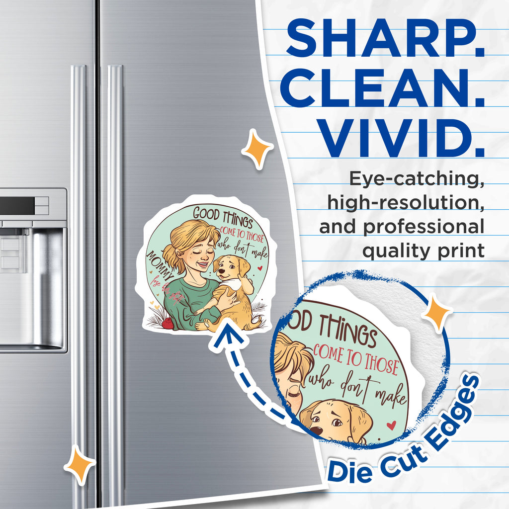 (2 Pack) Dog Mom Magnets - Funny Puppy Parent Saying - Sassy Pet Lover Refrigerator Decor - 5 Inches On Longest Side - Thick Durable Magnet - Made in USA - MAG37584