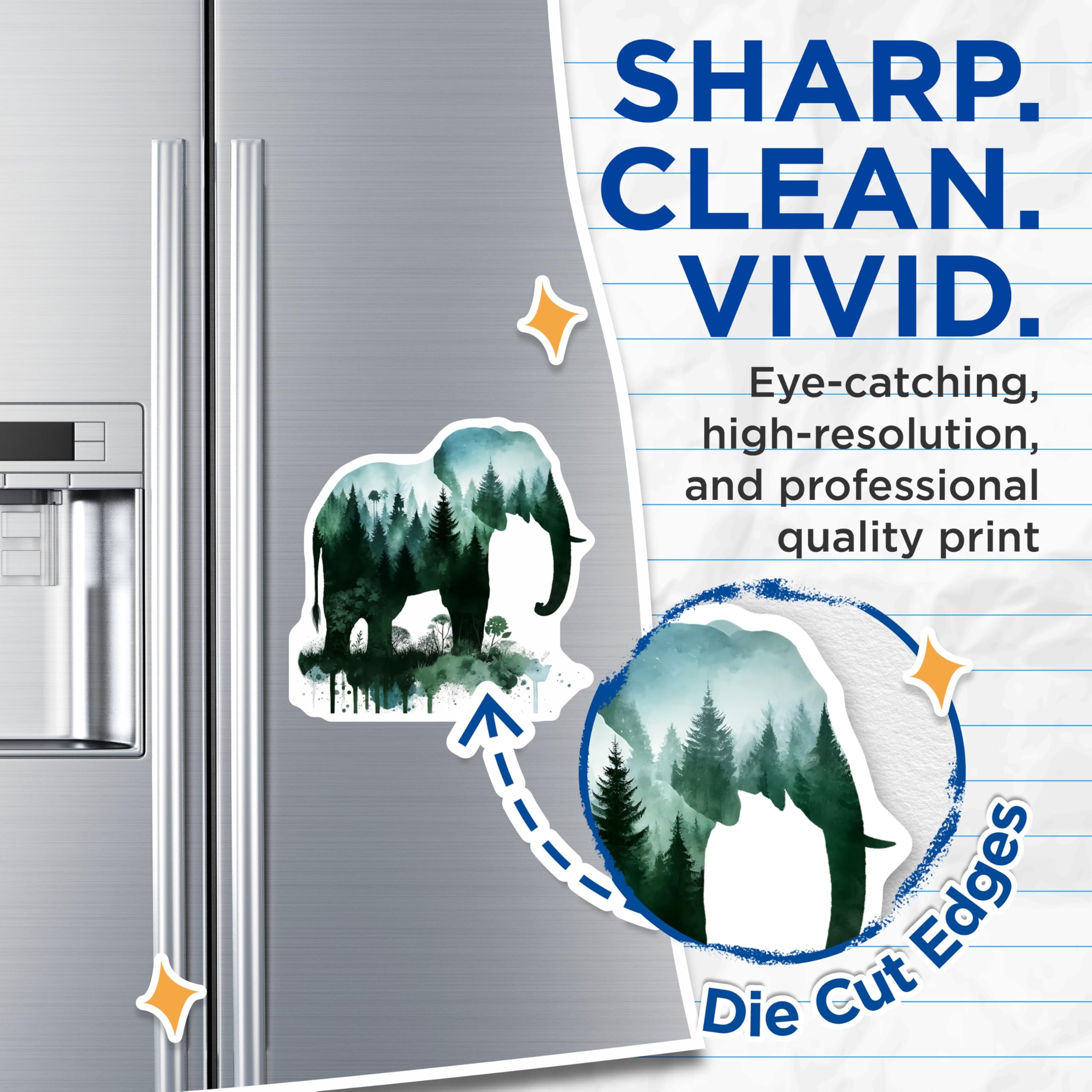 (2 Pack) Elephant Forest Magnets - Nature Inspired Home Decor - Fridge Magnets Set - 5" On Longest Side - Premium Magnet - for Cars, Refrigerators, Toolboxes, Lockers - Made in USA - MAG14514