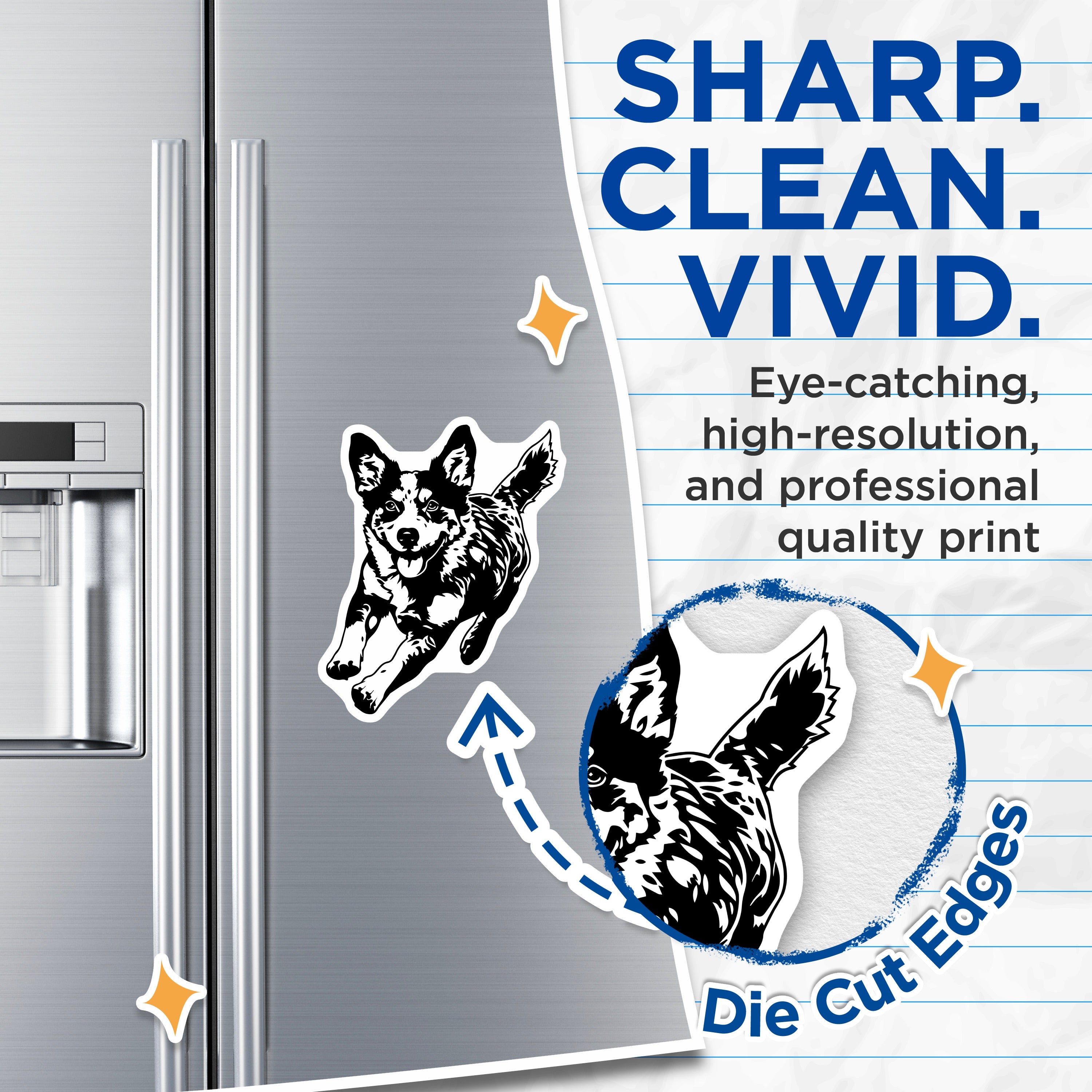 (2 Pack) Corgi Dog Magnets - Minimalist Pet Art - Fridge Decor - Dog Mom Dad Locker Accessories - 5 Inches On Longest Side - Thick Durable Magnet - Made in USA - MAG37514