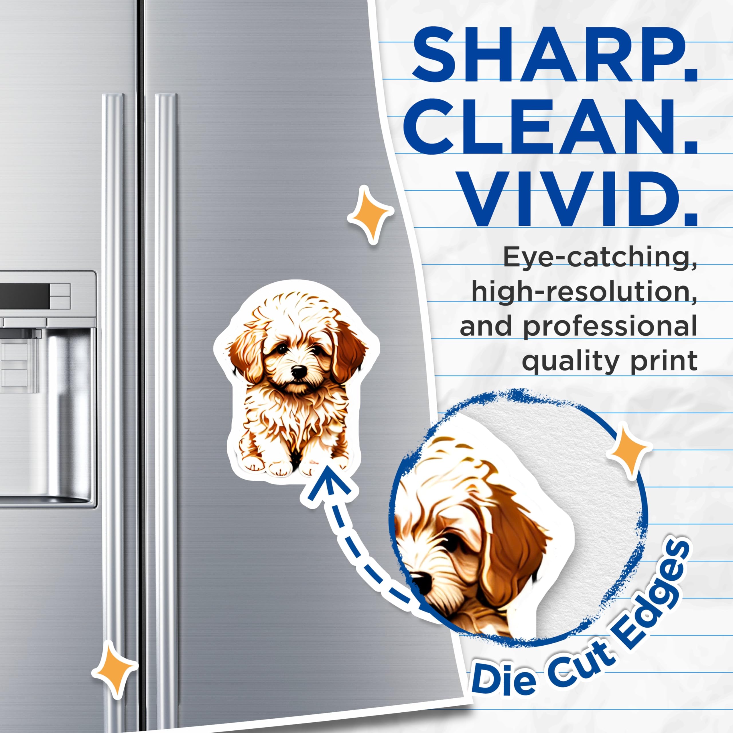 (2 Pack) Adorable Maltipoo Puppy Magnets - Fluffy Dog Lover Decor - Cute Pet Animal Refrigerator Locker Organizer Accessory - 5 Inches On Longest Side - Thick Durable Magnet - Made in USA - MAG22107