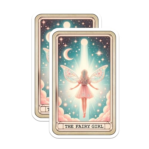 (2 Pack) Magical Fairy Stickers - Tarot Themed Stickers - Fantasy Art Stickers - 5" On Longest Side - Sticks to Smooth Flat Surfaces - Made in USA - BMCS5406