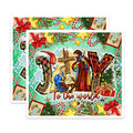 (2 Pack) Joy Nativity Scene Magnets - Religious Christmas Decor - Leopard Plaid Holiday Accent - 5 Inches On Longest Side - Thick Durable Magnet - Made in USA - MAG27990