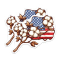 (2 Pack) Cotton Bolls Magnets - American Flag Art - Patriotic USA Southern Farmhouse Decor - Country Charm Fridge Magnet - 5 Inches On Longest Side - Thick Durable Magnet - Made in USA - MAG19809