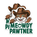 (2 Pack) Cat Cowboy Stickers - Funny Cat Meme - Cute Animal Decals - 5" On Longest Side - Sticks to Smooth Flat Surfaces - Made in USA - BMCS5929