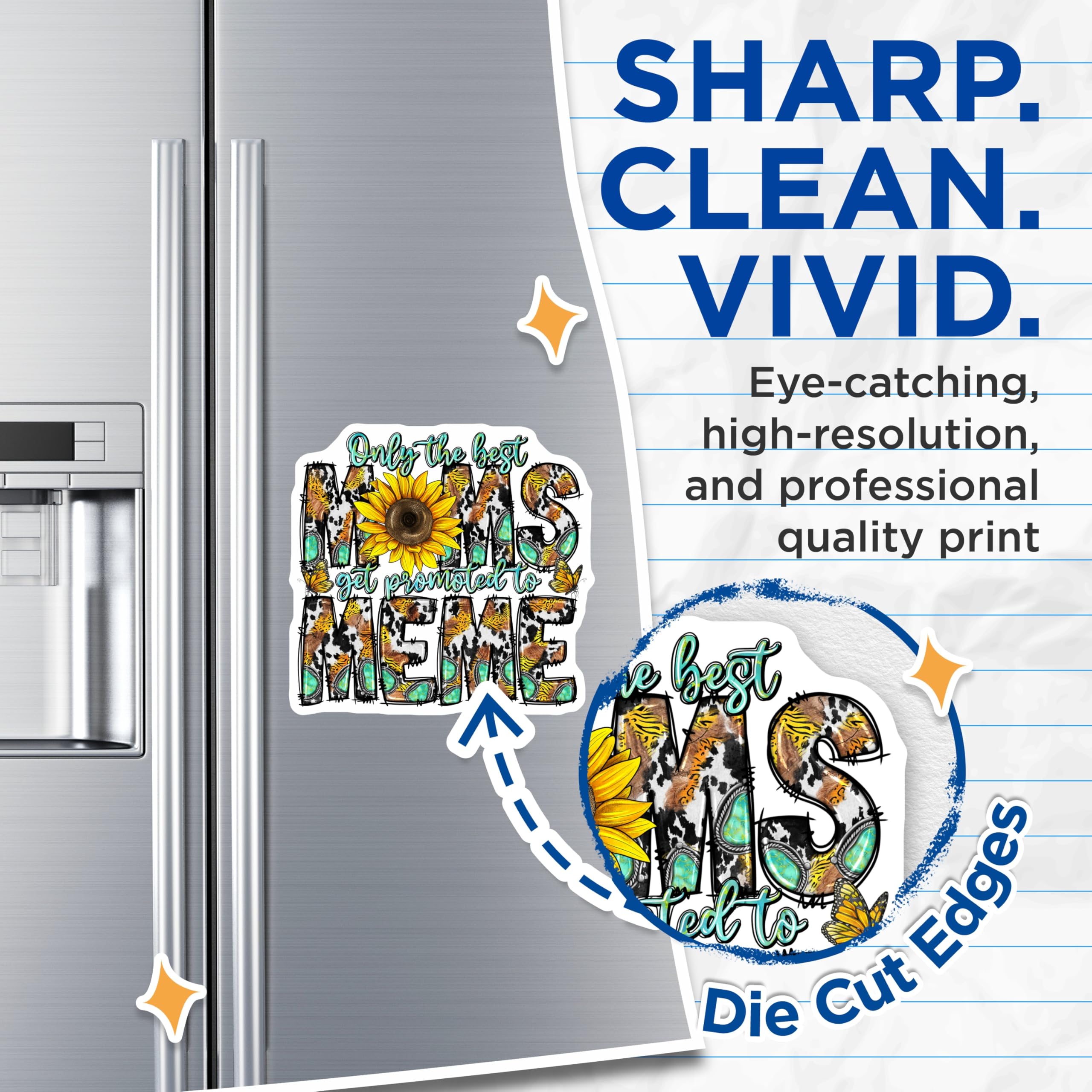(2 Pack) Meme Promoted Magnets - Grandma Fridge Decor - Sunflower Western Style - 5 Inches On Longest Side - Thick Durable Magnet - Made in USA - MAG30877