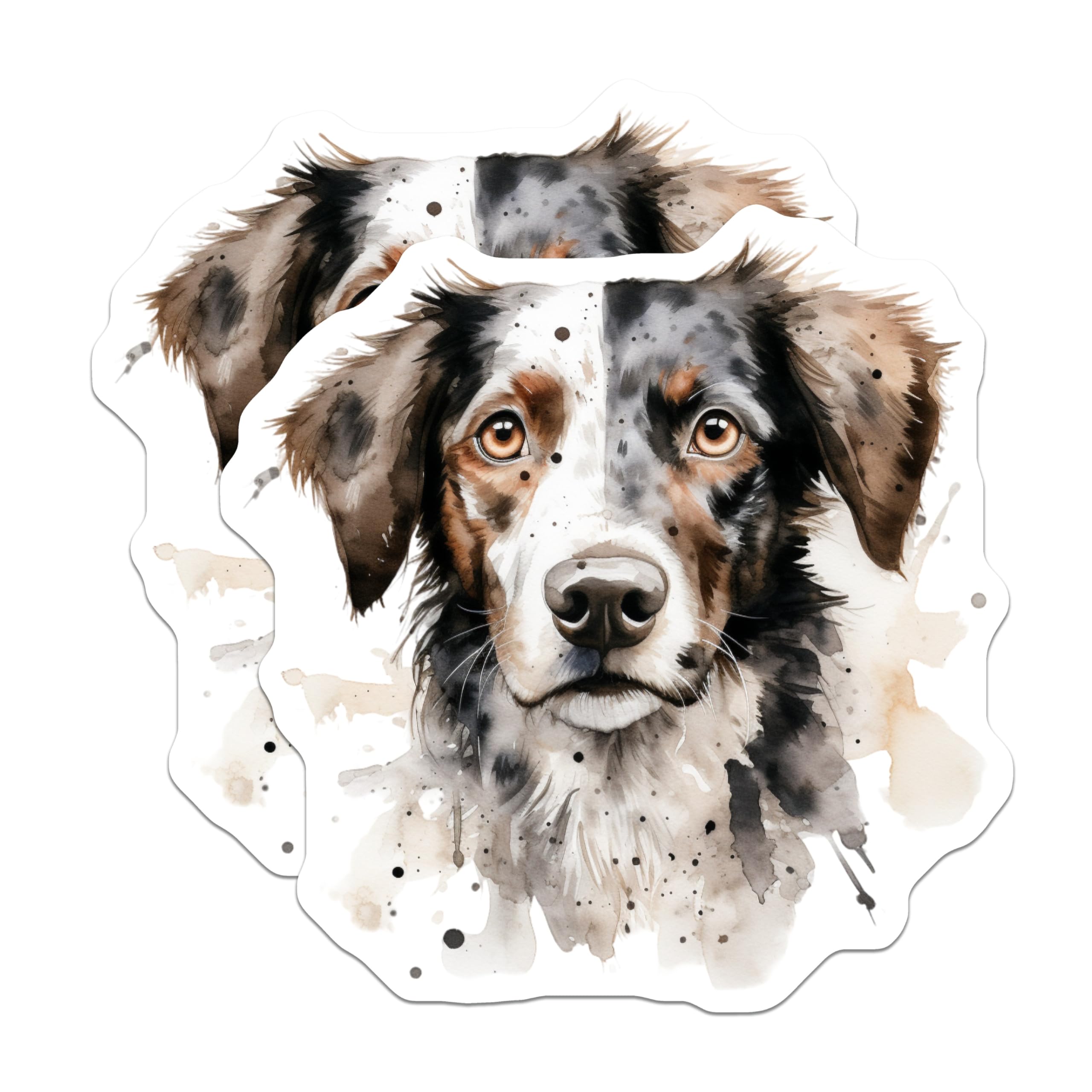 (2 Pack) Australian Shepherd Magnets - Watercolor Dog Art - Merle Collie Lover Decor - 5 Inches On Longest Side - Thick Durable Magnet - Made in USA - MAG26537