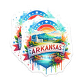 (2 Pack) Arkansas State Waterfall Stickers - Scenic Nature Decal - Travel Souvenir - 5" On Longest Side - Sticks to Smooth Flat Surfaces - Made in USA - BMCS6923
