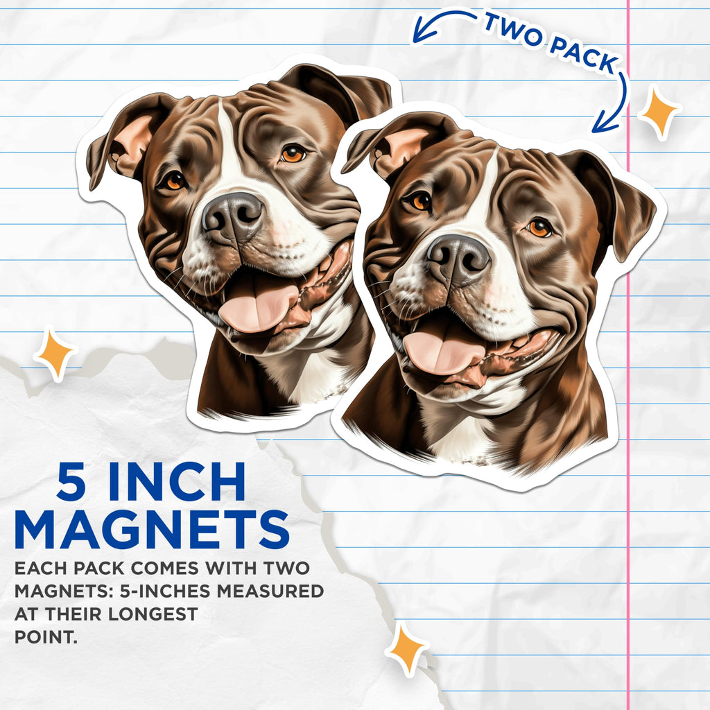 (2 Pack) Pitbull Dog Magnets - Pitbull Owner Decor - Pet Parent Accessory - 5 Inches On Longest Side - Thick Durable Magnet - Made in USA - MAG27628
