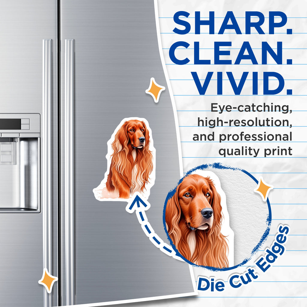 (2 Pack) Irish Setter Dog Magnets - Pet Owner Home Decor - Animal Portrait Art - 5 Inches On Longest Side - Thick Durable Magnet - Made in USA - MAG37680