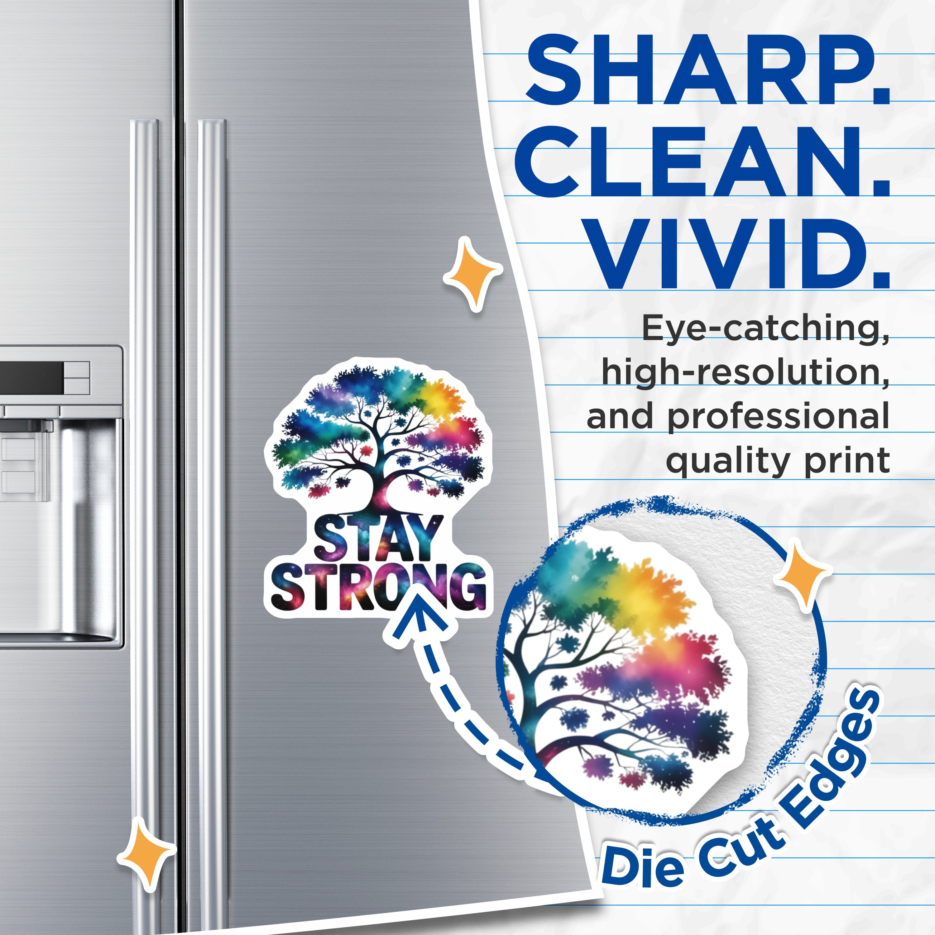 (2 Pack) Stay Strong Magnets - Galaxy Tree of Life Art - Positive Affirmation Decor - 5 Inches On Longest Side - Thick Durable Magnet - Made in USA - MAG39810