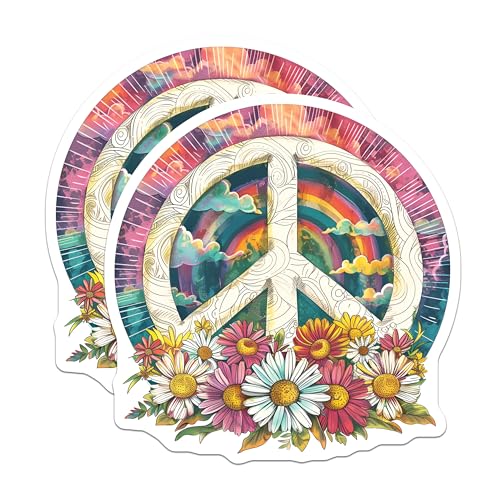(2 Pack) Retro Peace Sign Magnets Magnets - 5" On Longest Side - Made in USA - Sticks to Refrigerators & Metal Surfaces - MAG8866