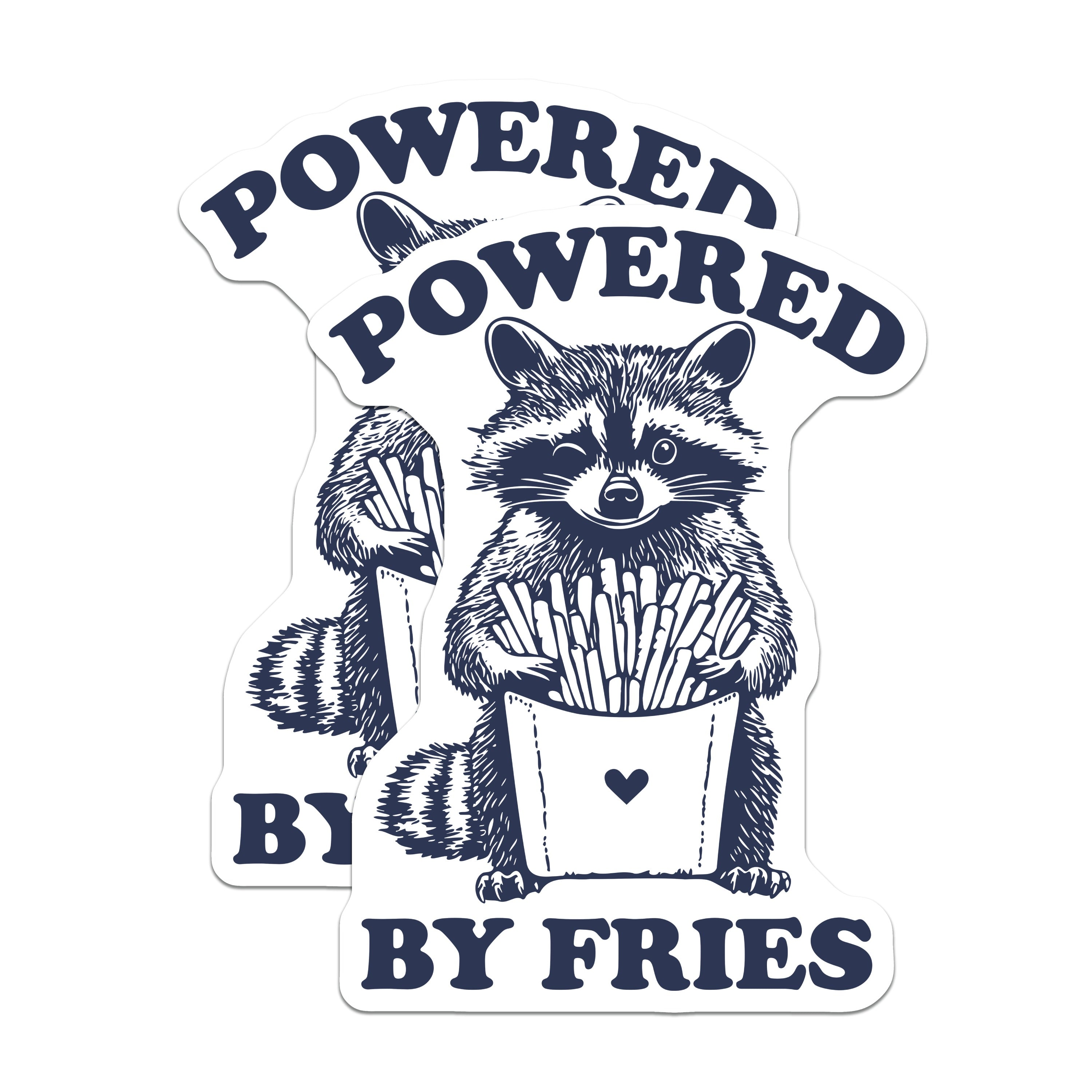 (2 Pack) Winking Raccoon French Fry Magnets - Powered By Fries Decor - Funny Foodie Animal Art for Fridge - 5 Inches On Longest Side - Thick Durable Magnet - Made in USA - MAG39117