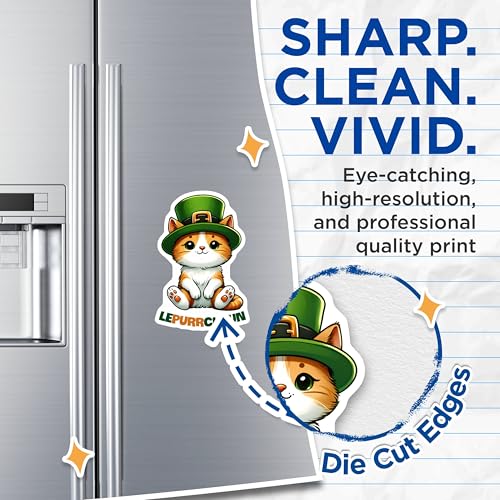 (2 Pack) Cute Cat Magnets - Funny Leprechaun Cat - St Patrick's Day Decor - 5" On Longest Side - for Cars, Fridges, Toolboxes - Made in USA - MAG8113