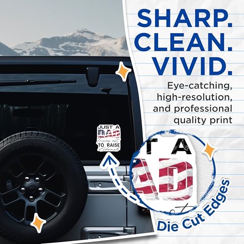 (2 Pack) Dad Trying Not to Raise Liberals Stickers - Patriotic Dad - 5" On Longest Side - Sticks to Smooth Flat Surfaces - Made in USA - BMCS8934 - BMCS8934