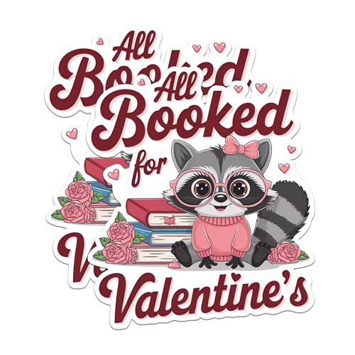 (2 Pack) All Booked for Valentine's Magnets - Cute Raccoon Magnets with Glasses - Valentine's Day Love DÃƒÂ©cor Magnets- 5" On Longest Side - for Fridges, Toolboxes, Cars - Made in USA - MAG2846