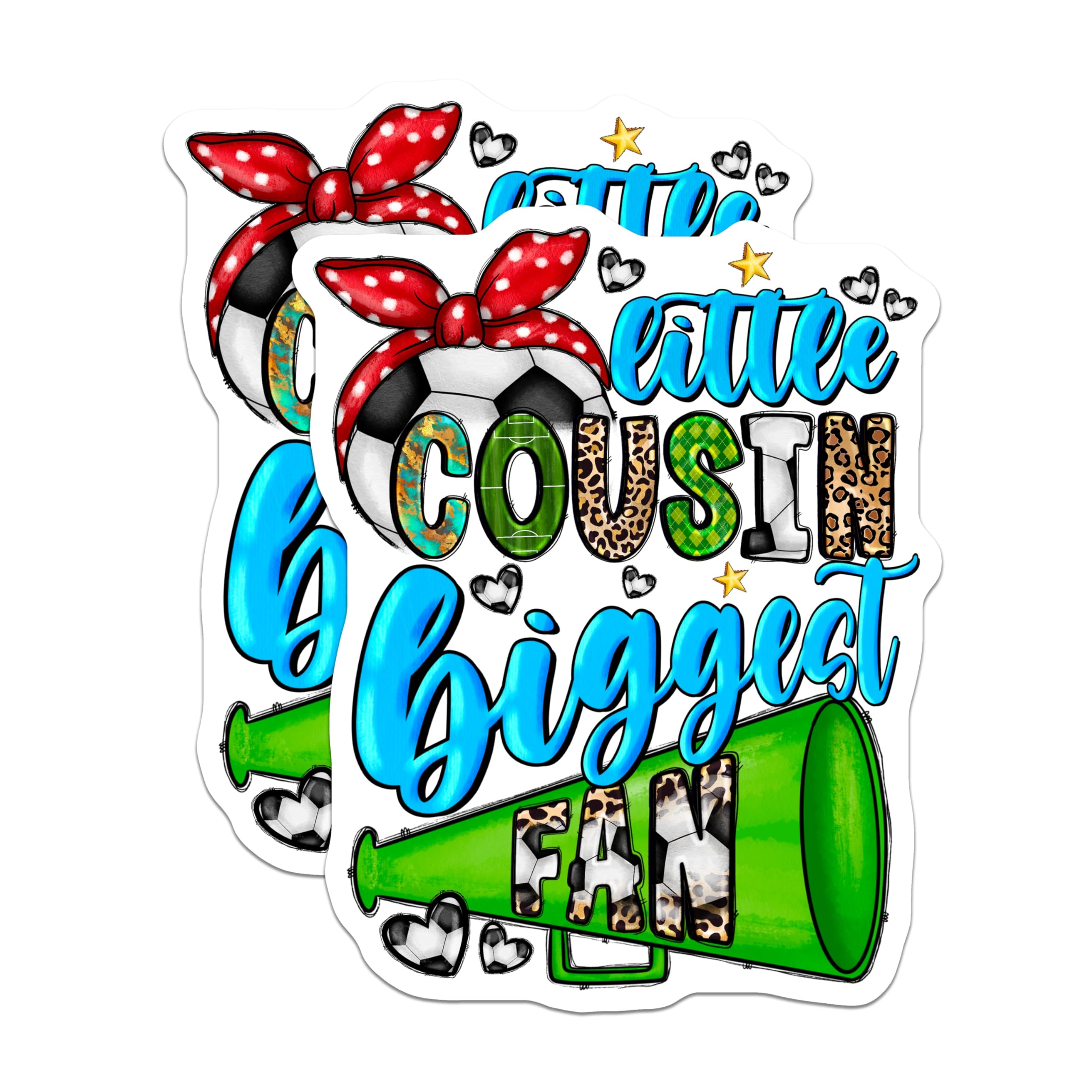 (2 Pack) Little Cousin Biggest Fan Magnets - Soccer Fan Supporter - Youth Sports Family - Game Day Spirit - 5 Inches On Longest Side - Thick Durable Magnet - Made in USA - MAG28199
