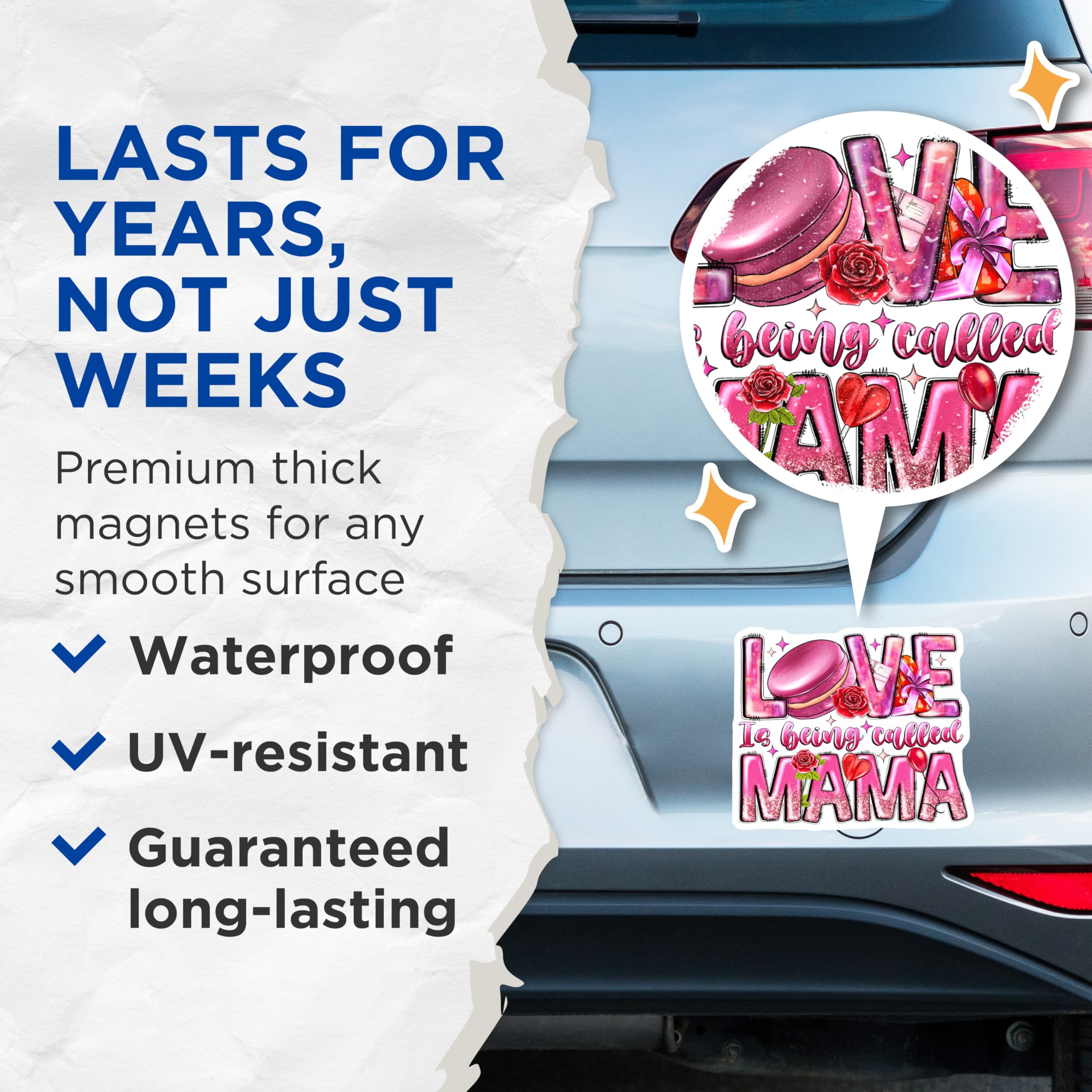 (2 Pack) Love is Being Called Mama Magnets - New Mom Appreciation - Mother's Day Decoration - 5 Inches On Longest Side - Thick Durable Magnet - Made in USA - MAG30617