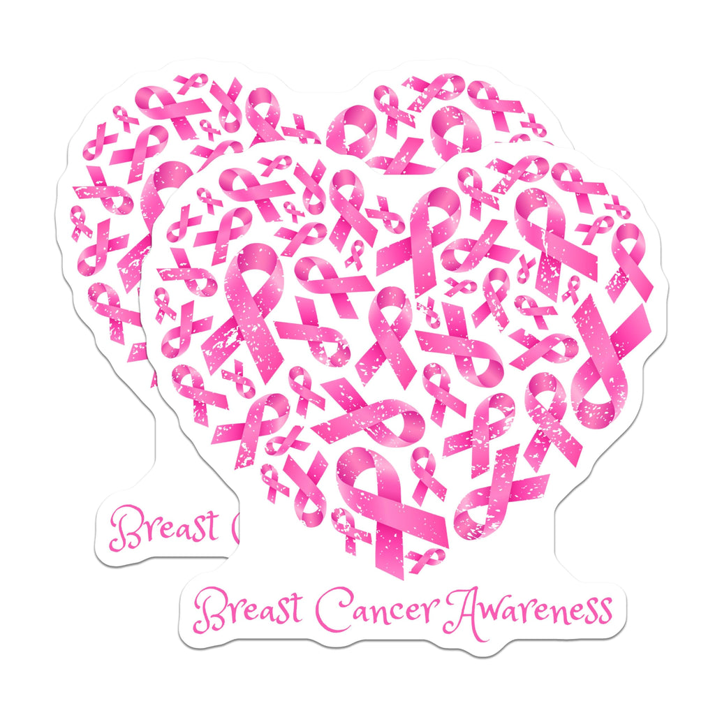 (2 Pack) Breast Cancer Awareness Magnets - Pink Ribbon Magnets - Heart Shape Magnets for Awareness Support - 5" On Longest Side - for Cars, Refrigerators, Toolboxes, Lockers - Made in USA BMCS3369
