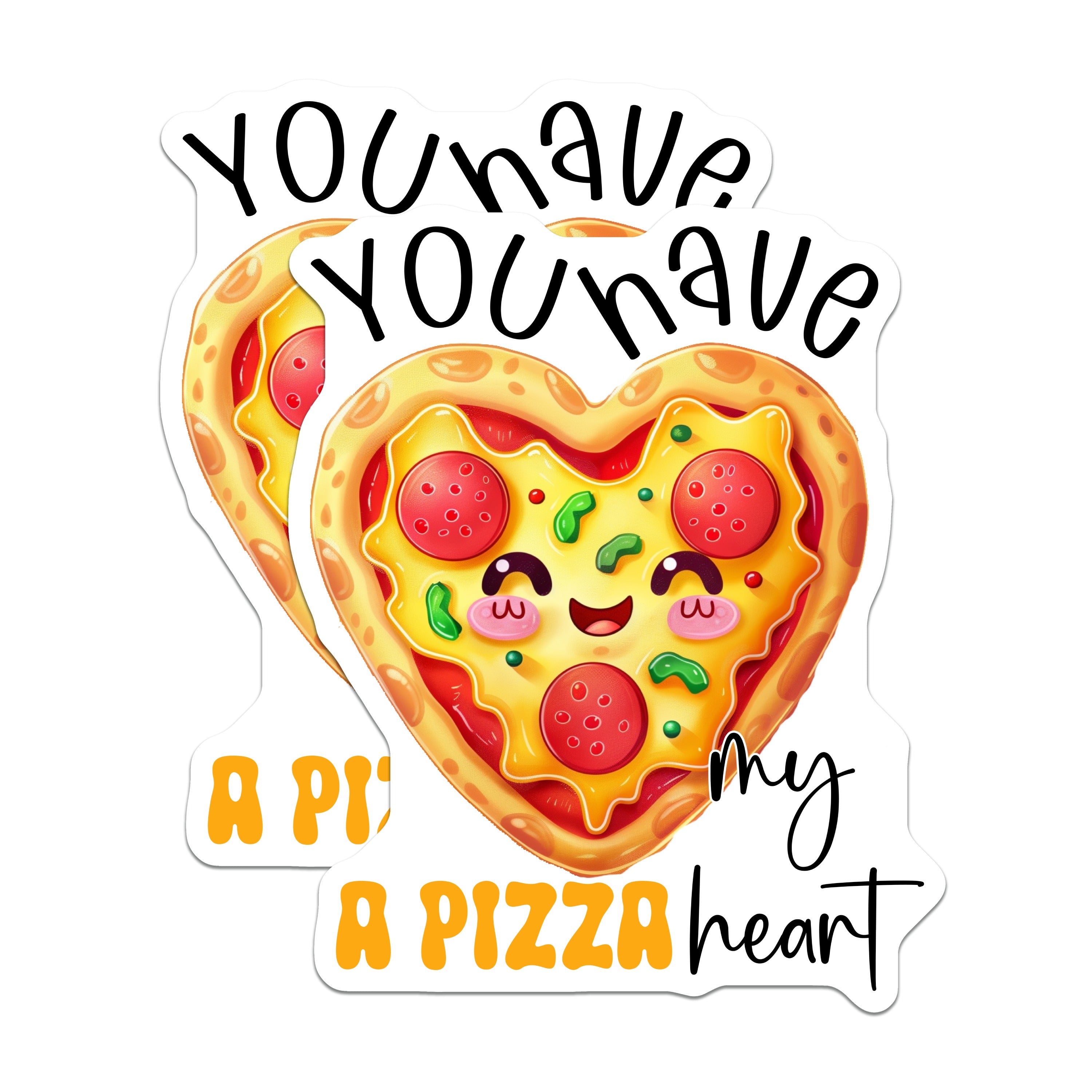 (2 Pack) Pizza Heart Magnets - Kawaii Foodie Decor - Funny Love Pun Fridge Magnet - 5 Inches On Longest Side - Thick Durable Magnet - Made in USA - MAG38093