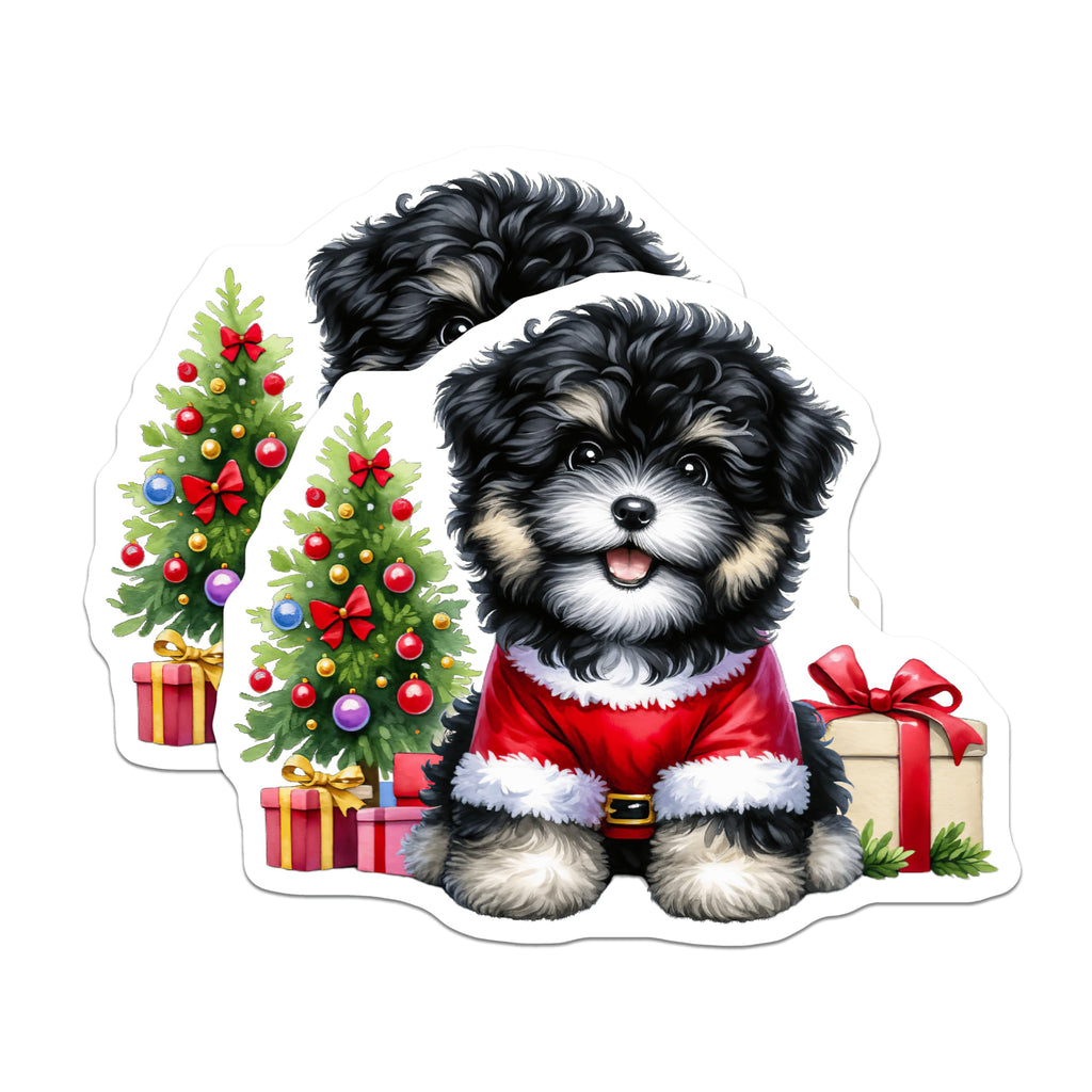 (2 Pack) Christmas Puppy Magnets - Santa Dog Holiday Decor - Pet Lover Refrigerator Accents - 5 Inches On Longest Side - Thick Durable Magnet - Made in USA - MAG26985