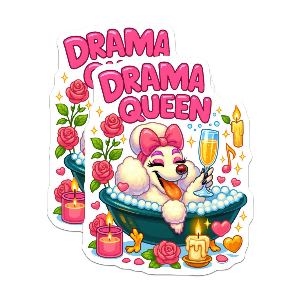 (2 Pack) Drama Queen Poodle Magnets - Pampered Dog Decor - Funny Bathtime Pet Accessory - 5 Inches On Longest Side - Thick Durable Magnet - Made in USA - MAG22777